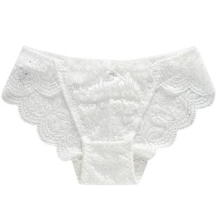 纯欲风白色性感蕾丝内裤女士三角裤纯棉裆低腰无痕透气网纱女短裤