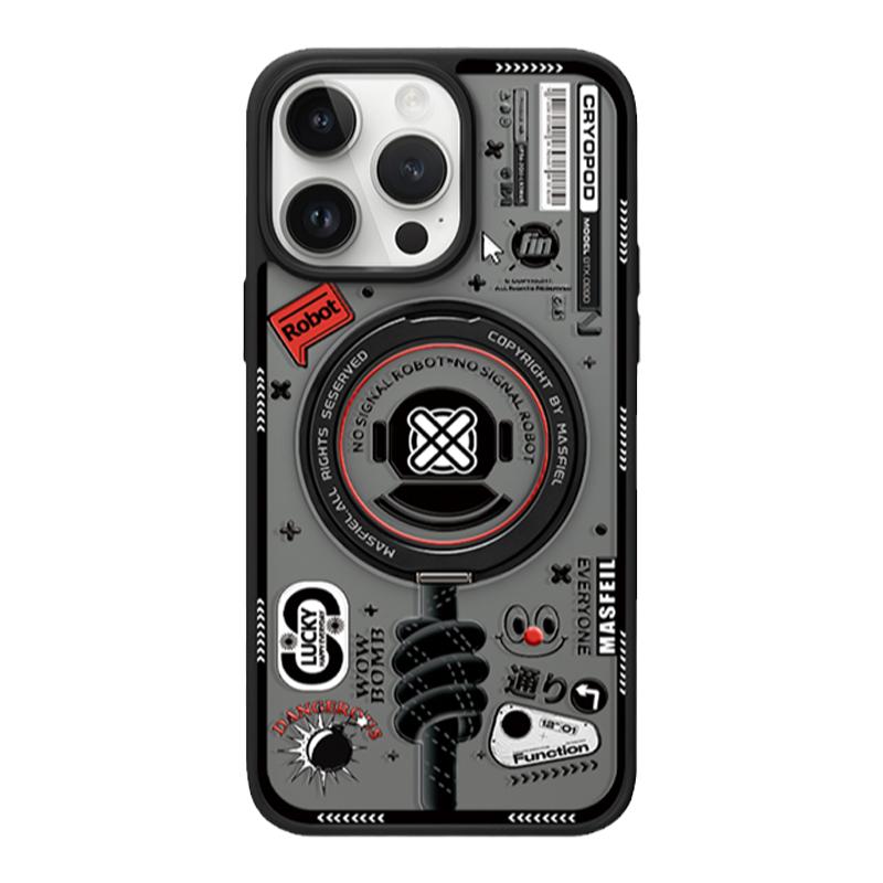 ANGYING × 潮牌机器适用苹果17promax手机壳iPhone16pro新款带支架13全包磁吸支点Fo5肤感ip