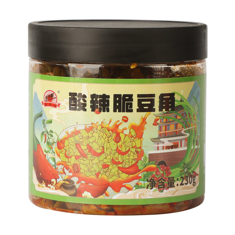 华光村下饭菜酸豆角230克瓶装酸辣豆角开盖即食开味咸菜香辣豇豆