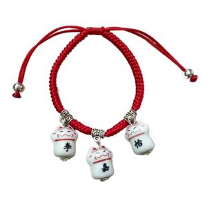 招财猫铃铛姓名手链学生情侣闺蜜男女士流行时尚创意陶瓷新奇礼物