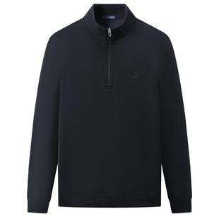 [精梳赛络纺/加绒保暖]梦特娇男士卫衣秋冬长袖立领纯色棉弹T恤J