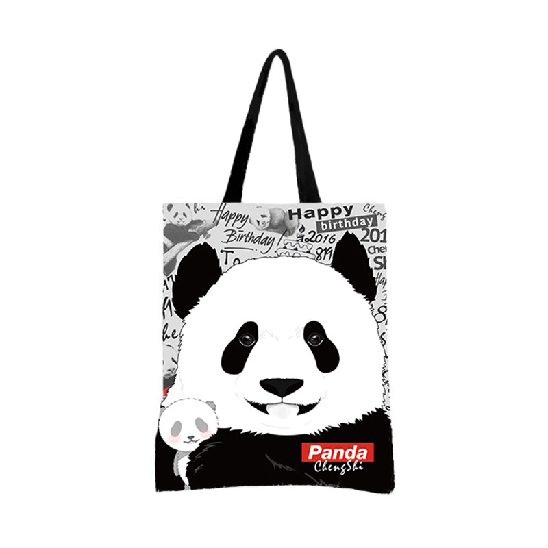 PANDAUU原创大熊猫 卡通可爱单肩包学生休闲环保布包轻便 成实