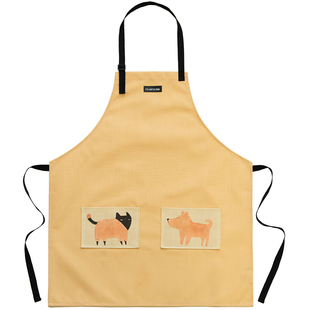 暖藻×张乐陆么么黑卡通围裙厨房家用防水防油污做饭罩衣2026新款