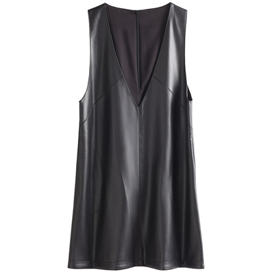 无袖绵羊皮连衣裙宽松显瘦马甲裙