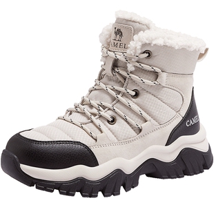 骆驼女鞋2025冬季新款东北雪地靴厚底加绒短靴增高棉鞋户外休闲靴