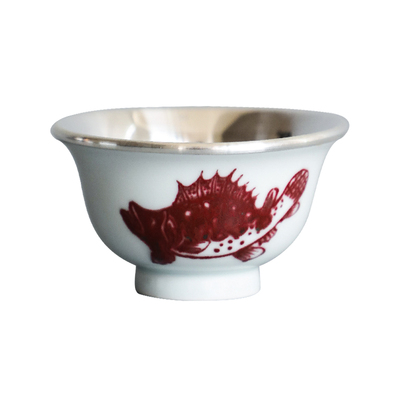 纯银时代瓷包银足银中式茶杯