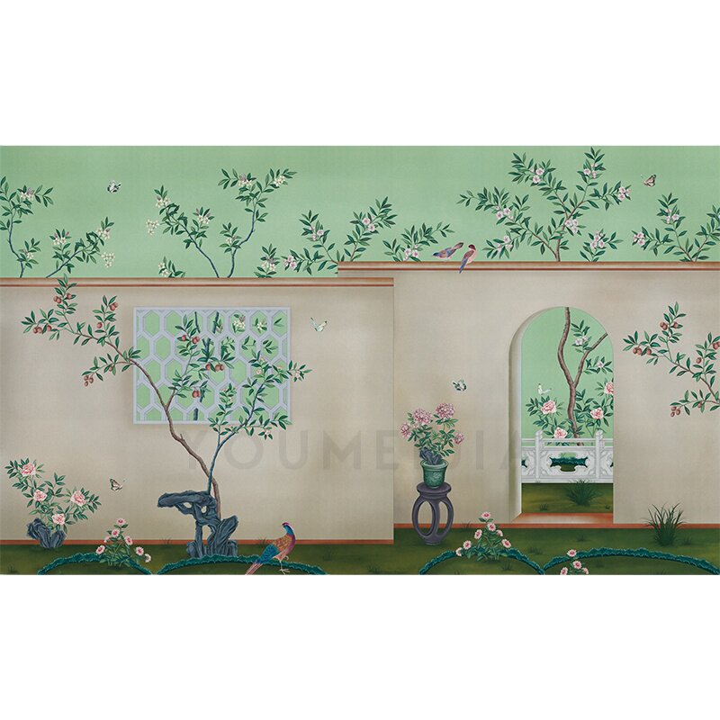 友美家墙纸上门施工花鸟创意壁纸