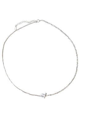 月光石流苏巴洛克珍珠碎银子项链