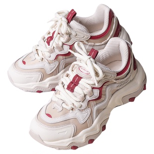 李宁猫爪LITE2女鞋2026新年上市红色系复古百搭老爹鞋运动休闲鞋