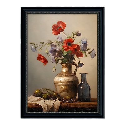 中古风古典花卉玄关餐厅卧室挂画