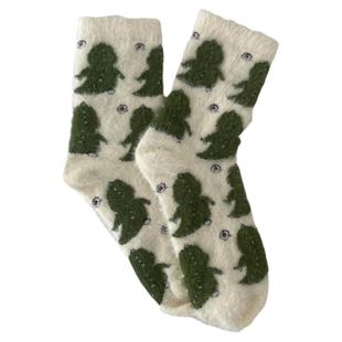 AmazingSocks撸猫感仿貂绒暖暖袜子女加厚绒感温暖恐龙奶牛家居袜