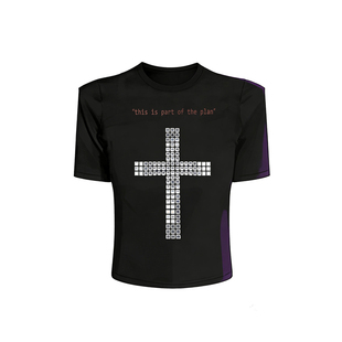 梁拌泡菜#神圣计划#十字水钻印花短袖亚文化朋克修身美式正肩男女