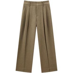 太平鸟大师系列高端通勤2025年春夏新款阔腿休闲裤西裤A1GBF1395