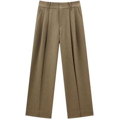 太平鸟大师系列高端通勤2025年春夏新款阔腿休闲裤西裤A1GBF1395