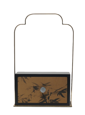 新中式复古木质装饰摆件样板间客厅玄关竹子图案收纳首饰盒高级感