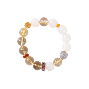 喜用神土金手串道设计男女款补五行土金补8字缺憾高端和田玉水晶