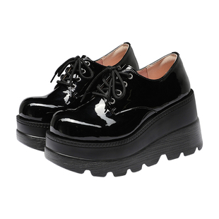 superpink【英伦少女】原创女鞋厚底浅口增高英伦风小皮鞋