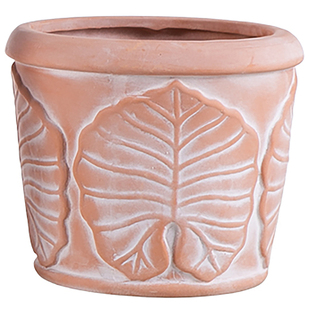 浮雕卡通陶盆粗陶红陶土花盆素烧透气保湿有底孔带托盘种植物花卉