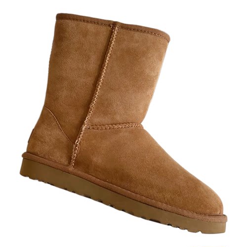 桑坡U家冬季中筒雪地靴女鞋羊皮毛一体女时尚休闲加厚保暖潮流款