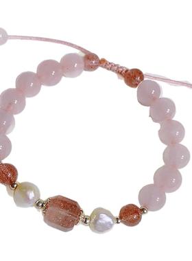 天然925纯银手链粉晶甜美气质