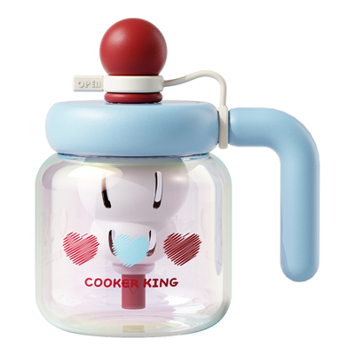 炊大皇高颜值玻璃杯水杯高硼硅带把手夏天办公室大容量吸管杯子女