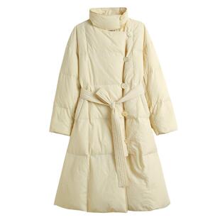 SNIDEL秋冬款时髦立领系带中长款鸭绒羽绒服外套SWFC244308