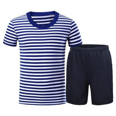 体能服T恤速干体能服蓝白条纹