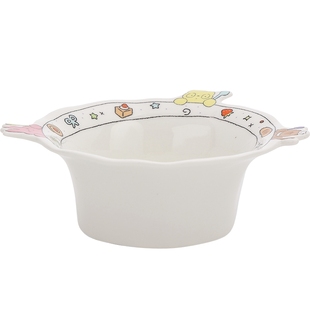 新款萌趣陶瓷餐具可爱的椭圆菜盘甜品盘水果盘子一人食饭碗酸奶碗