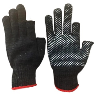 加厚棉线露二指手套劳保耐磨工作骑手防滑快递打包骑行跑外卖装备