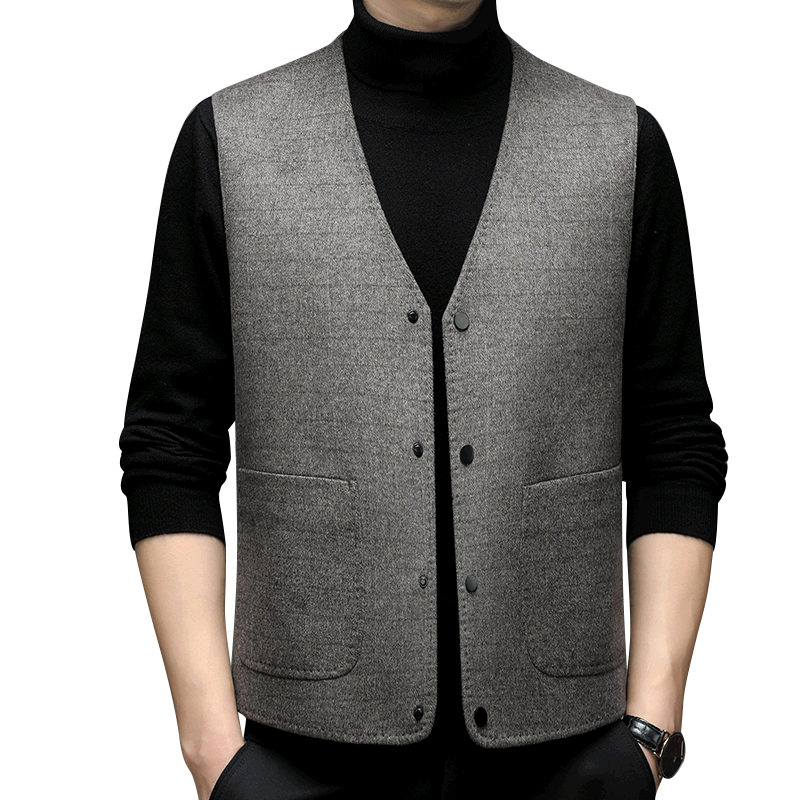 宽松秋冬薄款双面呢马甲