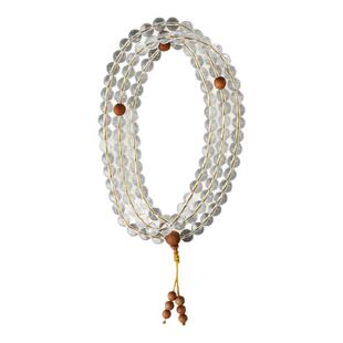 普陀山白水晶手链老山檀多圈手链108颗冰种珠子手串情绪稳定配饰