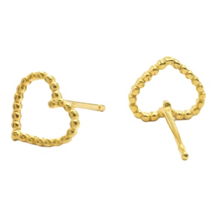 【严选】18k金爱心镂空金珠耳钉女款小众高级感耳饰不脱模WT0377