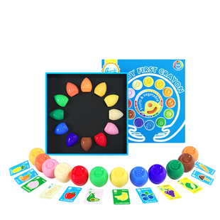 crayonlab儿童早教鸡蛋蜡笔不脏手无毒安全油画棒可水洗幼儿园专用不粘手宝宝画笔彩色笔学生绘画套装