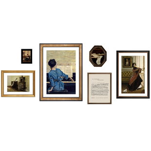 美式复古客厅装饰画人物风景组合墙上挂画卧室书房沙发背景墙壁画