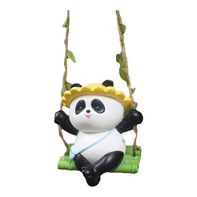 熊猫荡秋千创意摆件庭院户外花园阳台树上装饰挂可爱卡通仿真动物