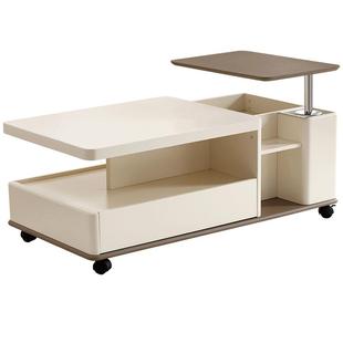 全友家居现代简约多功能茶几2025新款客厅家用可移动升降旋转茶几