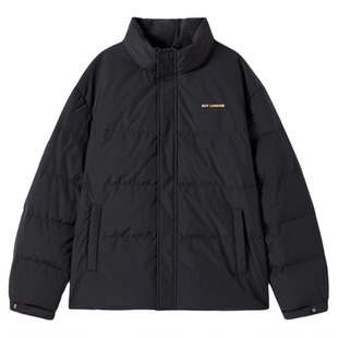 BOYLONDON冬季羽绒服男女情侣潮牌印花短款立领外套90绒N28042