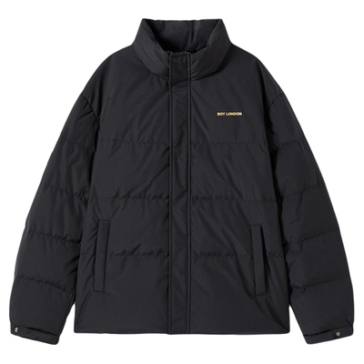 BOYLONDON冬季羽绒服男女情侣潮牌印花短款立领外套90绒N28042