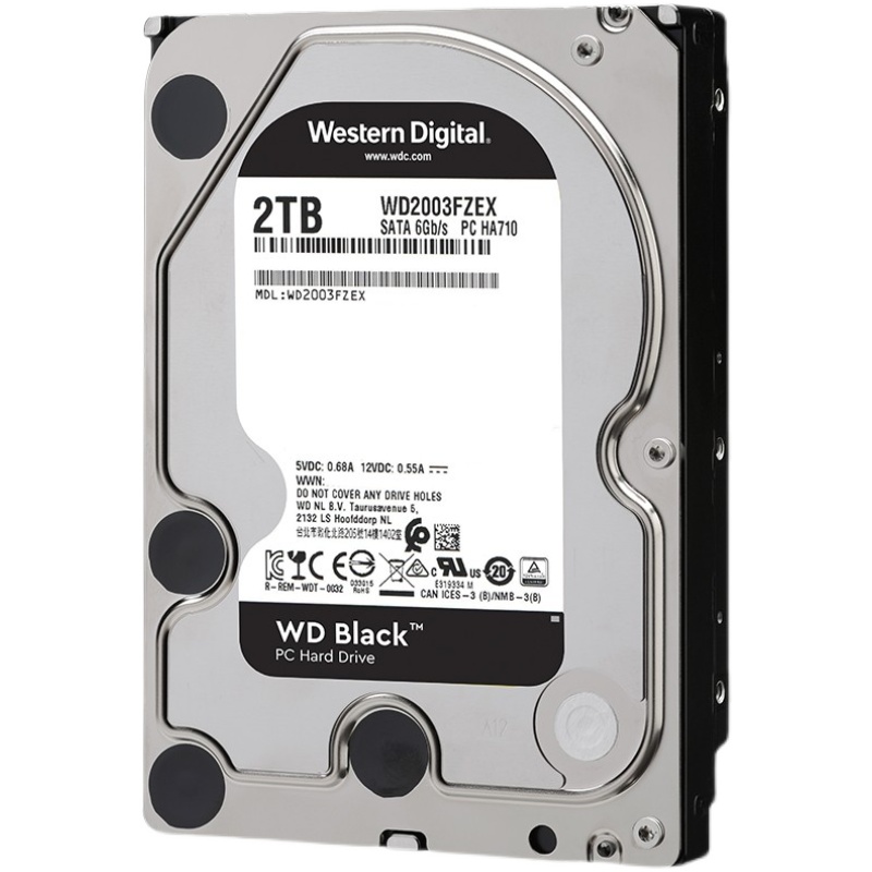 WD/西部数据 WD2003FZEX 黑盘 2TB电脑台式机机械硬盘游戏存储2t