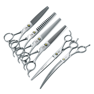 玄鸟大师专业宠物美容剪刀修剃剪毛专用直弯牙蓬蓬鱼骨剪店用套装