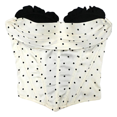 甜妹穿搭套装波点拼接抹胸上衣