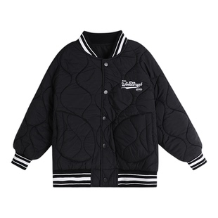 布丁哈鲁冬装男童2024秋冬季新款儿童洋气加厚三防棒球服夹棉外套