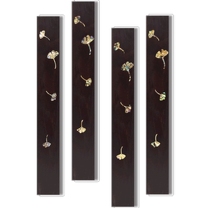 赋比兴 国家非遗 镶嵌螺钿实木镇尺 精品黑檀木书法创意镇尺 中式高档书画用品玉石文房四宝书法实木压条摆件