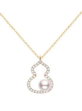 几尤18k金天然海水珠葫芦项链女