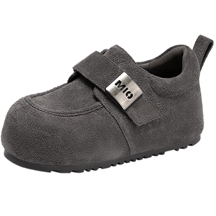 MIO米奥勃肯鞋增高厚底灰色大头毛毛鞋春季棕色单鞋休闲女鞋