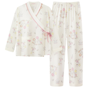 春秋季新中式带胸垫纯棉月子服产后产妇孕妇哺乳睡衣秋冬喂奶套装