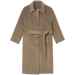 SALT.P可颜浅栗色羊毛羊驼毛大衣外套女长款2025冬新款AC35580100