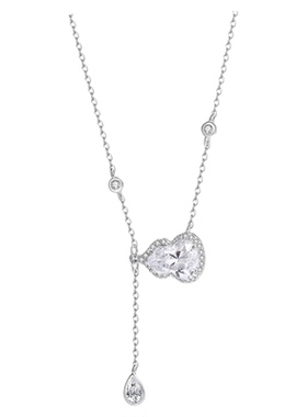 S925纯银爆闪葫芦水滴流苏项链