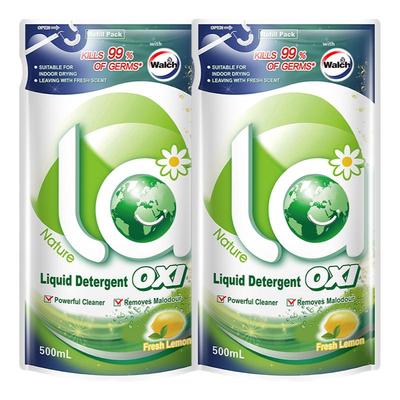 威露士la有氧洗衣液500ml袋装除菌柠檬松木家用补充液