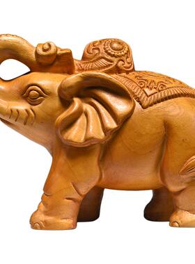 香樟木雕大象摆件实木装饰工艺品